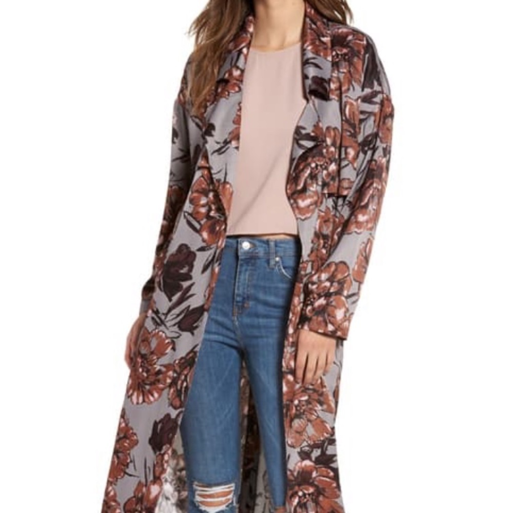 Abstract Print Trench Coat